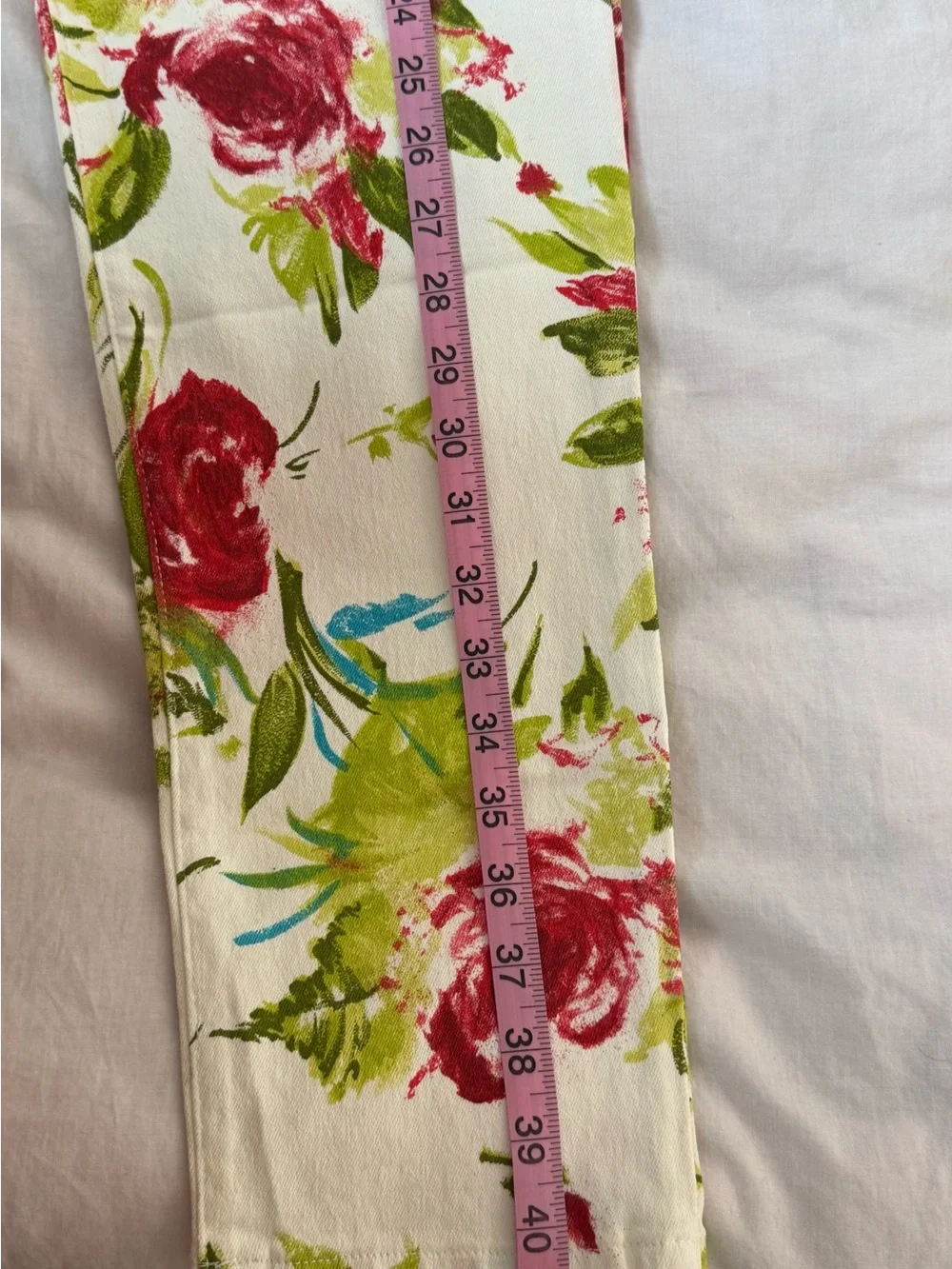 Rare Blumarine floral print straight leg denim jeans